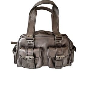 Vintage‎ Michael Kors Hutton Leather Satchel Duffle Handbag Buckle Double Handle